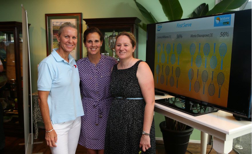 Former players Rennae Stubbs and Mary-Joe Fernandez along with SAP Solutions Architect Jenni Lewis. GETTY IMAGES