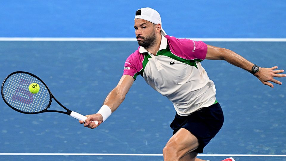 Grigor Dimitrov takes down Yannick Hanfmann in straight sets in the first round of the 2025 Brisbane International. Photo: Getty Images