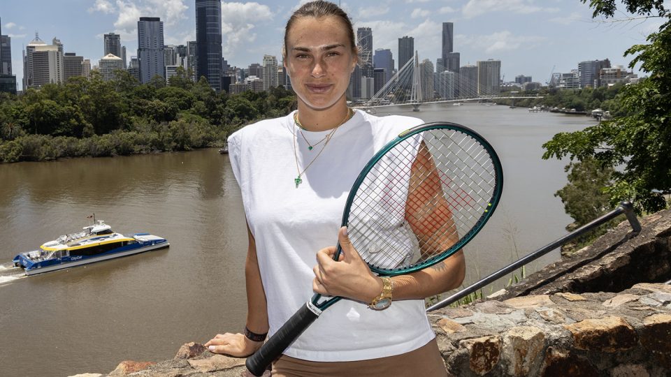 Aryna Sabalenka enjoys a visit to Brisbane's Kangaroo Point.