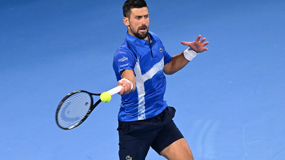 Novak Djokovic celebrates beating Gael Monfils for the 20th time to reach the quarterfinals of the 2025 Brisbane International. Photo: Getty Images