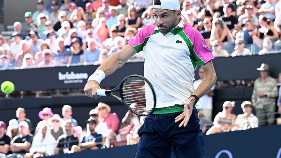 Grigor Dimitrov has advanced to the 2025 Brisbane International semifinals after Jordan Thompson's retirement to injury in the second set. Photo: Getty Images